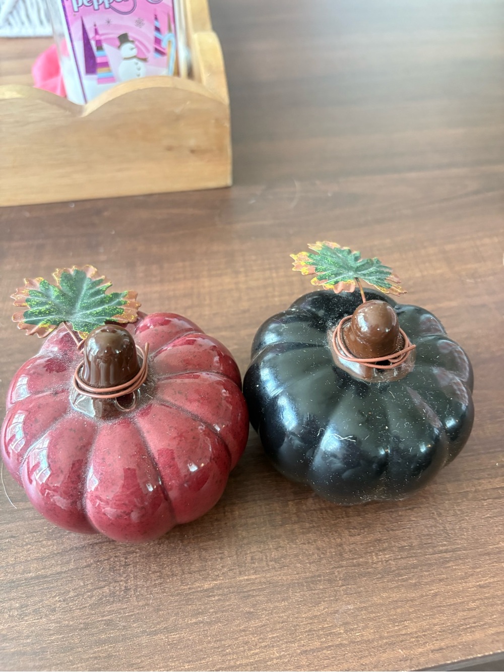 Two ceramic pumpkins